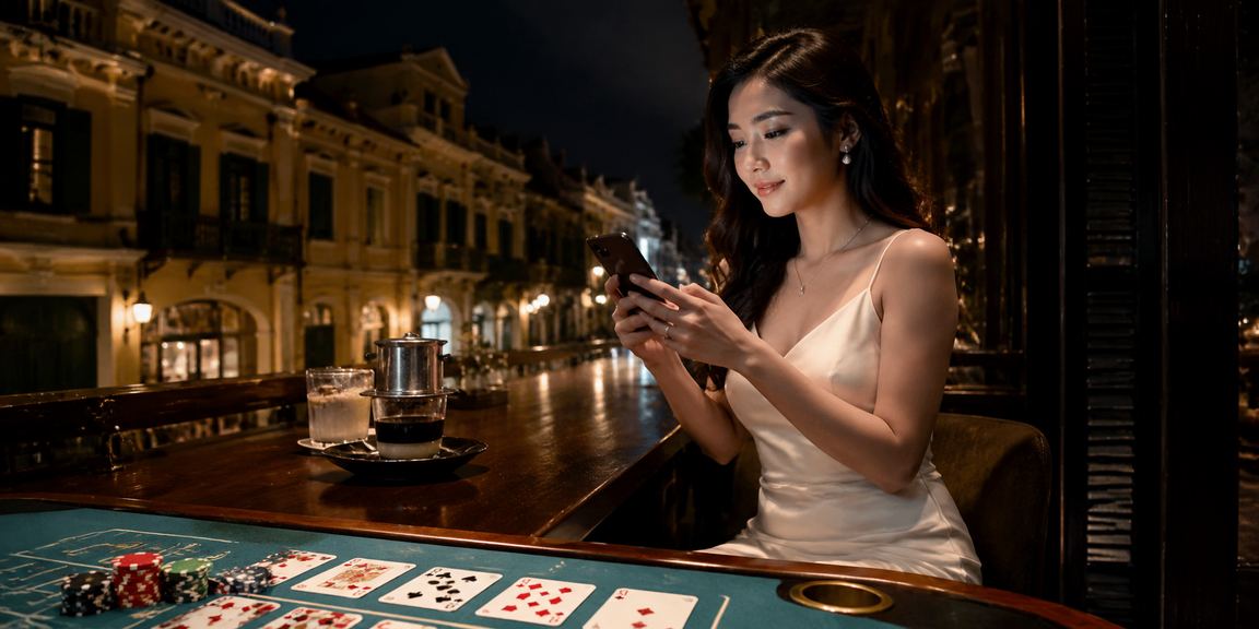 Người chơi Hà Nội thưởng thức baccarat trực tuyến bên tách cà phê buổi tối